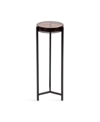 Aguilar Glass and Metal Drink Table Unique Chunky Glass Tabletop, Use as Mini Table for Small Spaces or Indoor Plant Stand