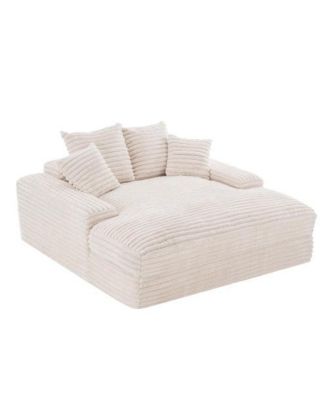 Oversized Corduroy Chaise Lounge Sofabed, 4 Washable Pillows