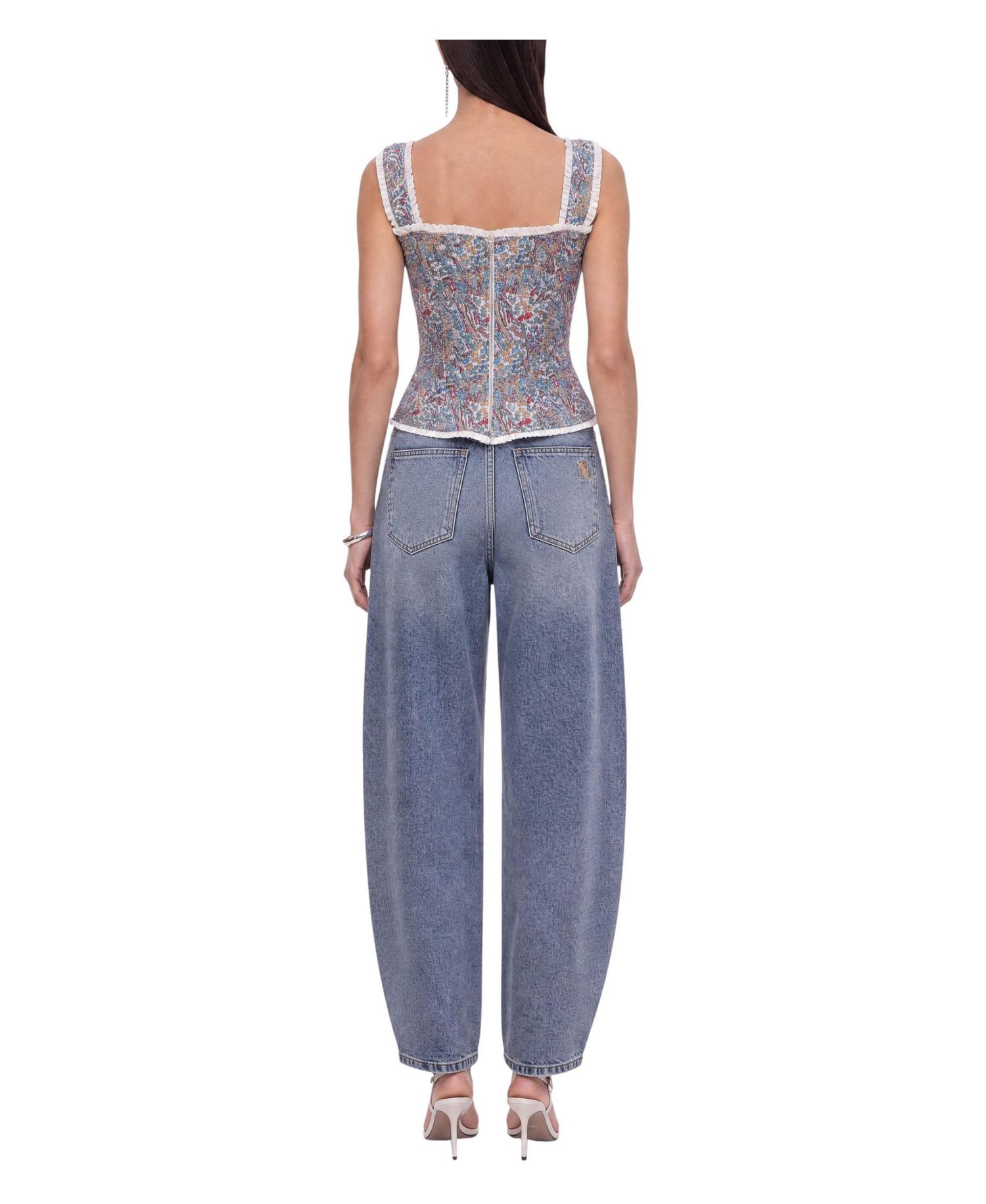 Women's Square Neck Sleeveless Piped Bustier Top