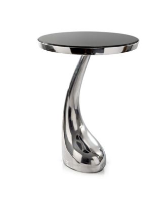 21" Aluminum And Granite Round Abstract End Table
