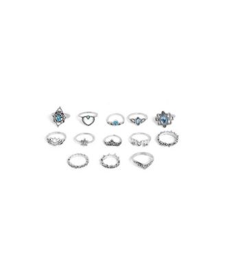 Glass Crystal Silver-Tone Statement Rings, 13-Piece Set