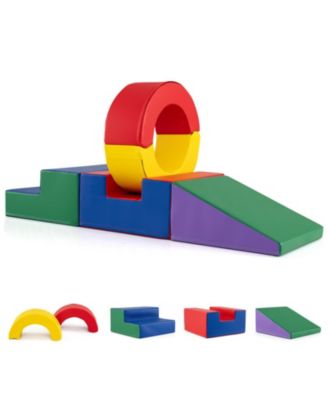 5-Piece Soft Foam Climbing Block Set with Stairs and Ring Tunnel Shapes Ages 1