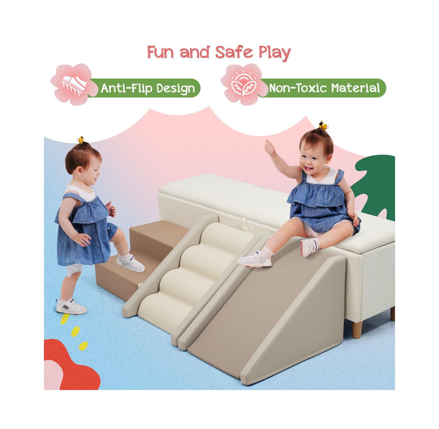 Soft Foam Climb and Crawl Corner Climber Play Set 9-Piece Activity Toy, Ages 12 Months-3 Years