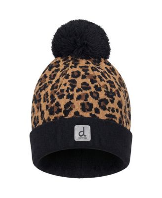 Girls' Leopard-Print Knit Beanie with Pompom