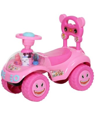 Toddler Push Ride-On Car, Music, Horn, Under-Seat Storage for Supervised Play at Home