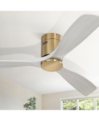 52-in Smart Flush Mount 3-Blade Solid Wood Ceiling Fan (No Light) with Smart Speakers and Apps and Remote Control