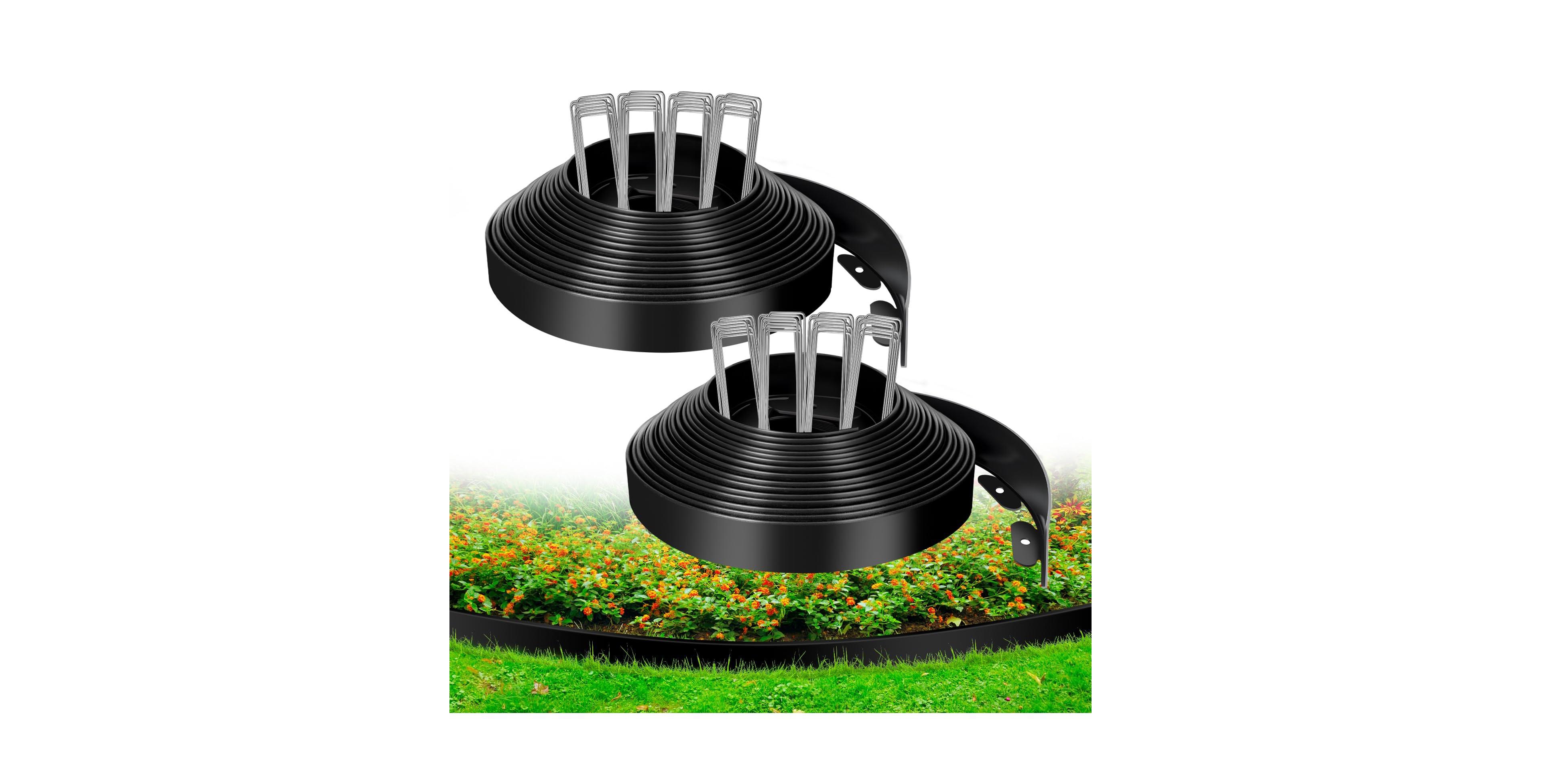 Aofar 1.5IN X 100FT Flexible No Dig Plastic Landscape Edging with 100 Stakes for Garden Yard