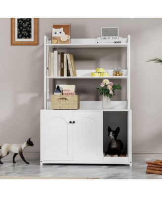Litter Box Enclosure, Cat Litter Box, Cat Cabinet Furniture Hidden With Storage, With 3 Layers Storage Shelf