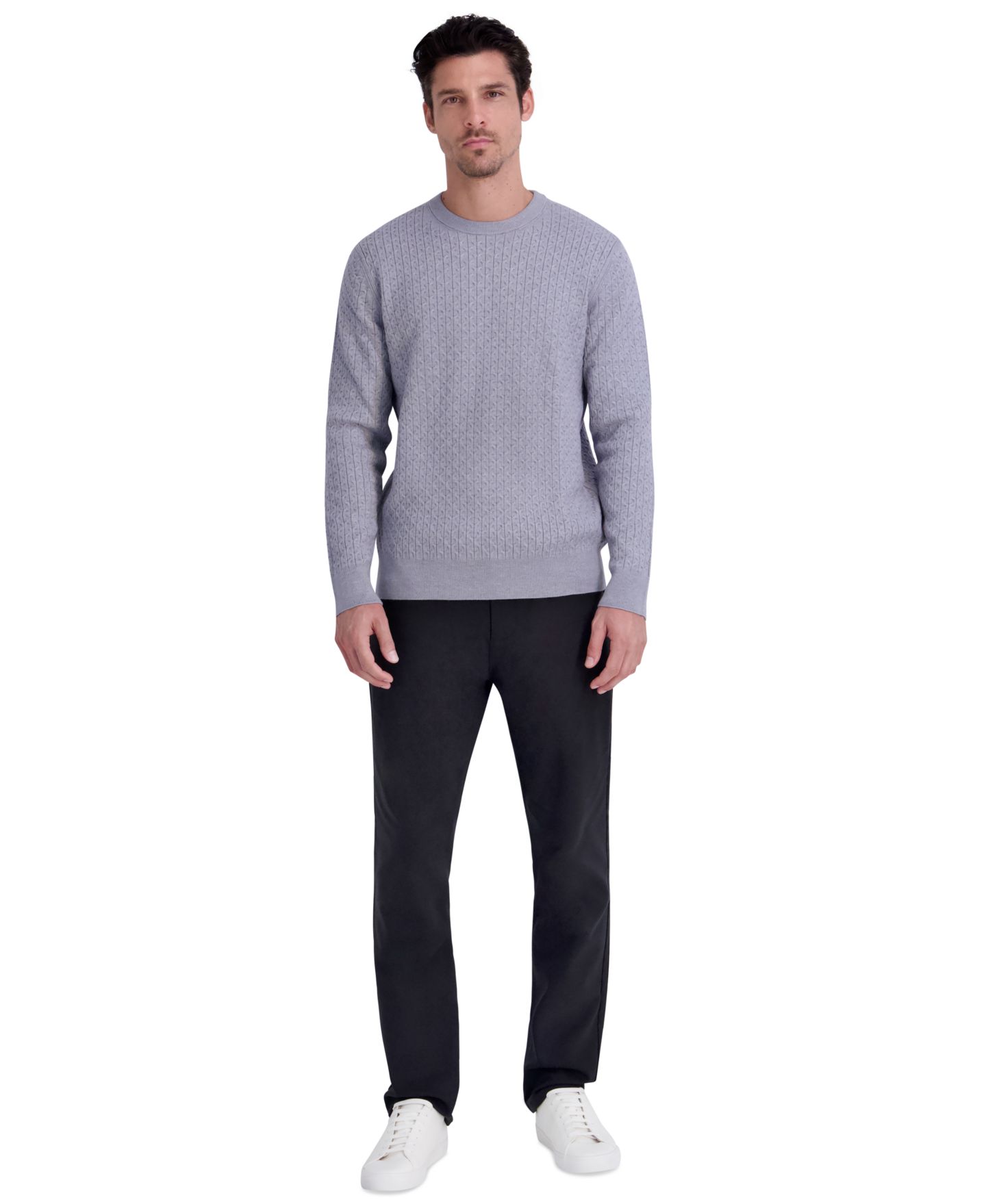 Мужской свитер KARL LAGERFELD PARIS Textured Crewneck, цвет: Меланжевый серый — фото 2