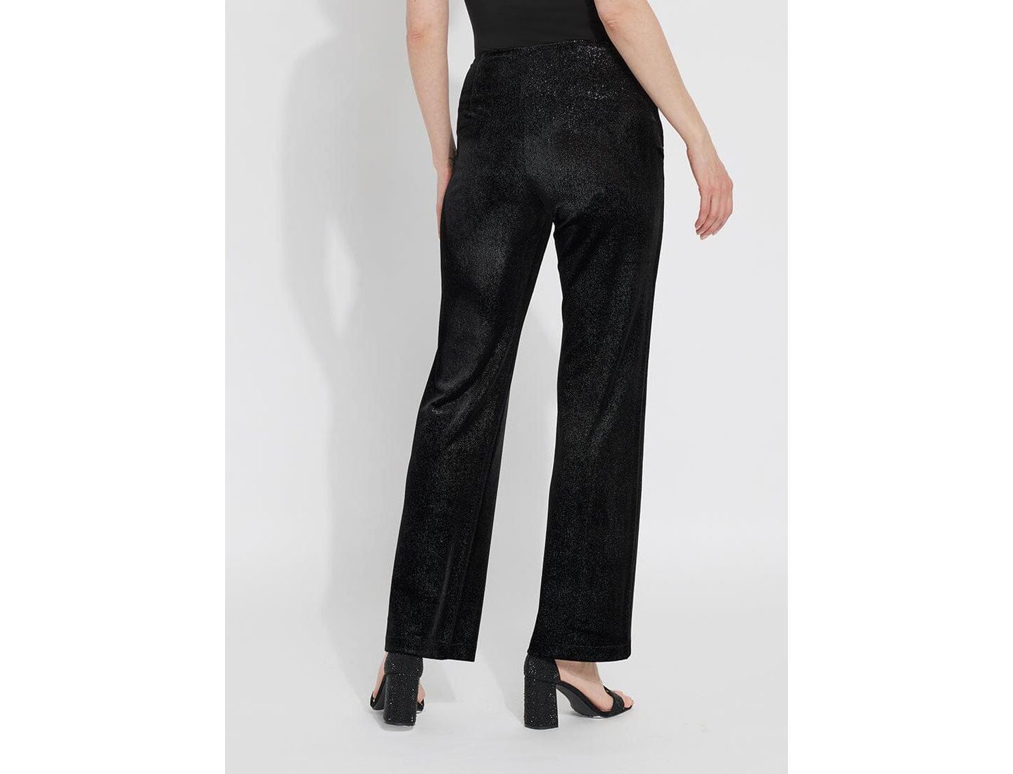 Женские брюки LYSSE Metallic Foil Stretch Velvet, цвет: Чёрный — фото 6