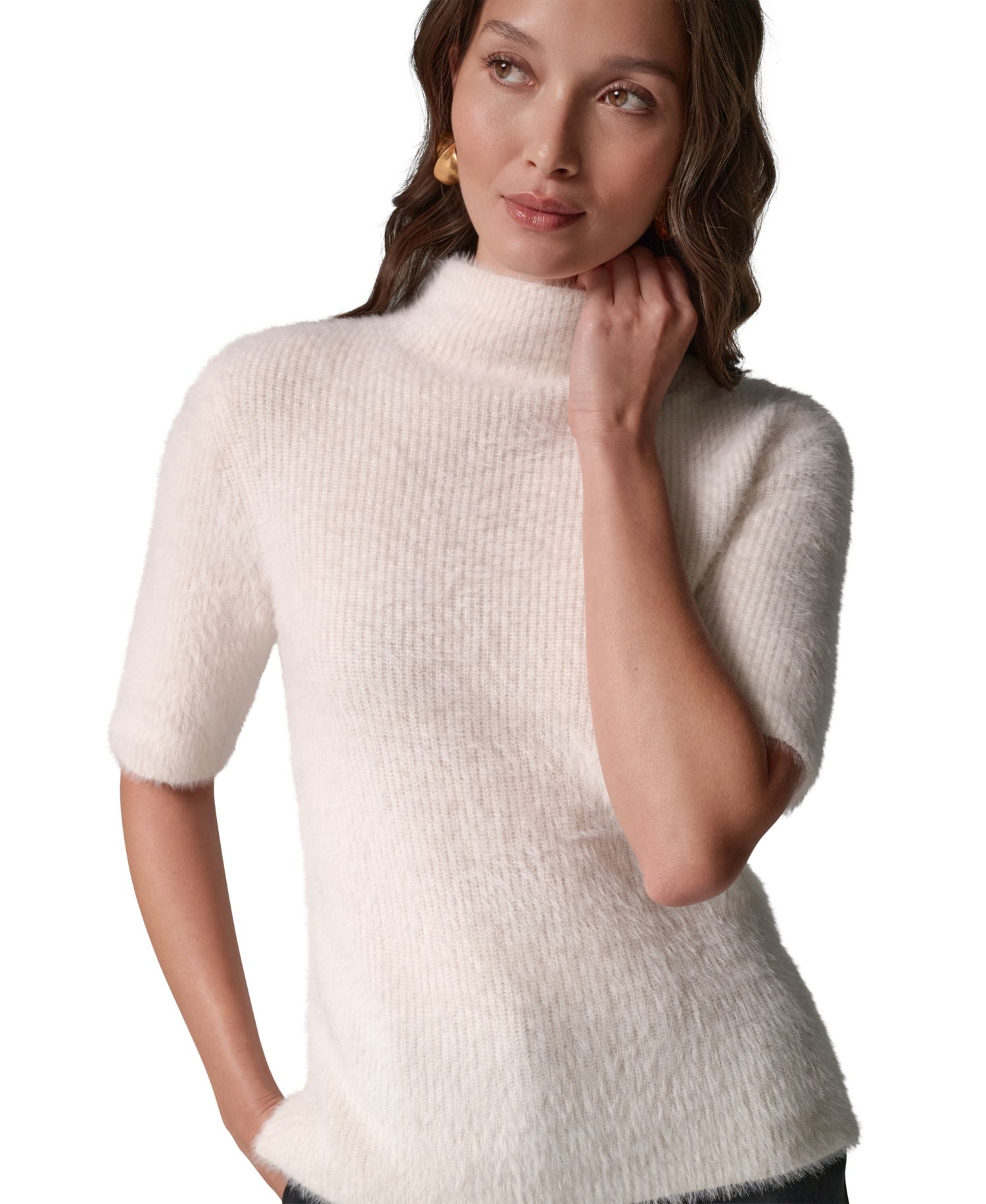 Women's Short-Sleeve Mock Neck Sweater
