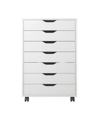 Composite Wood Rolling Storage Cabinet with Easy-Glide Drawers on Casters