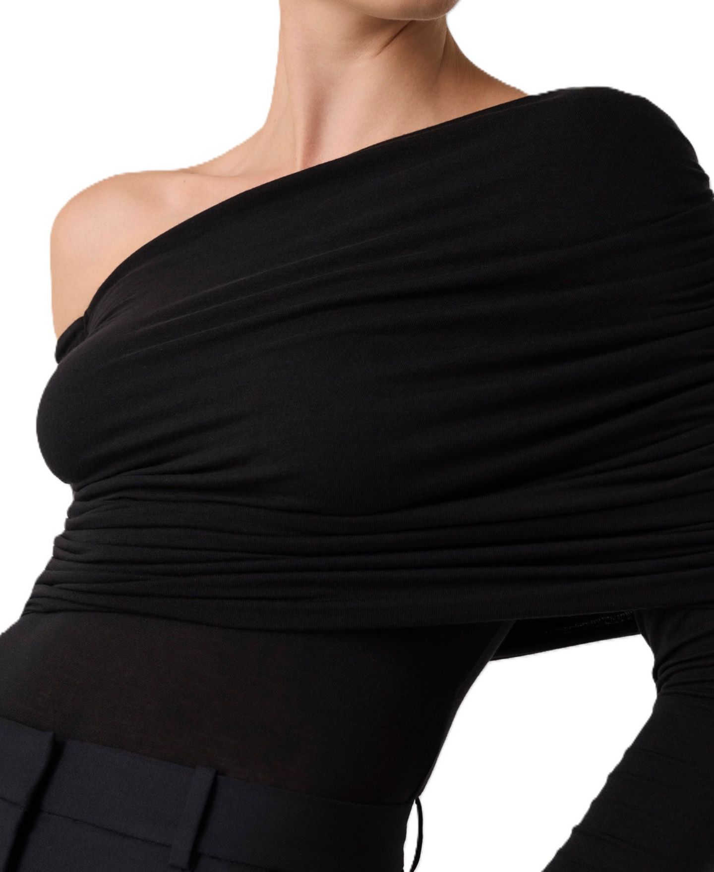 Боди Drapery, длинный рукав, открытые плечи — GUESS, цвет: Угольно-чёрный — фото 3