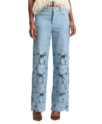 Women's High-Waist Wide-Leg Embroidered Pants