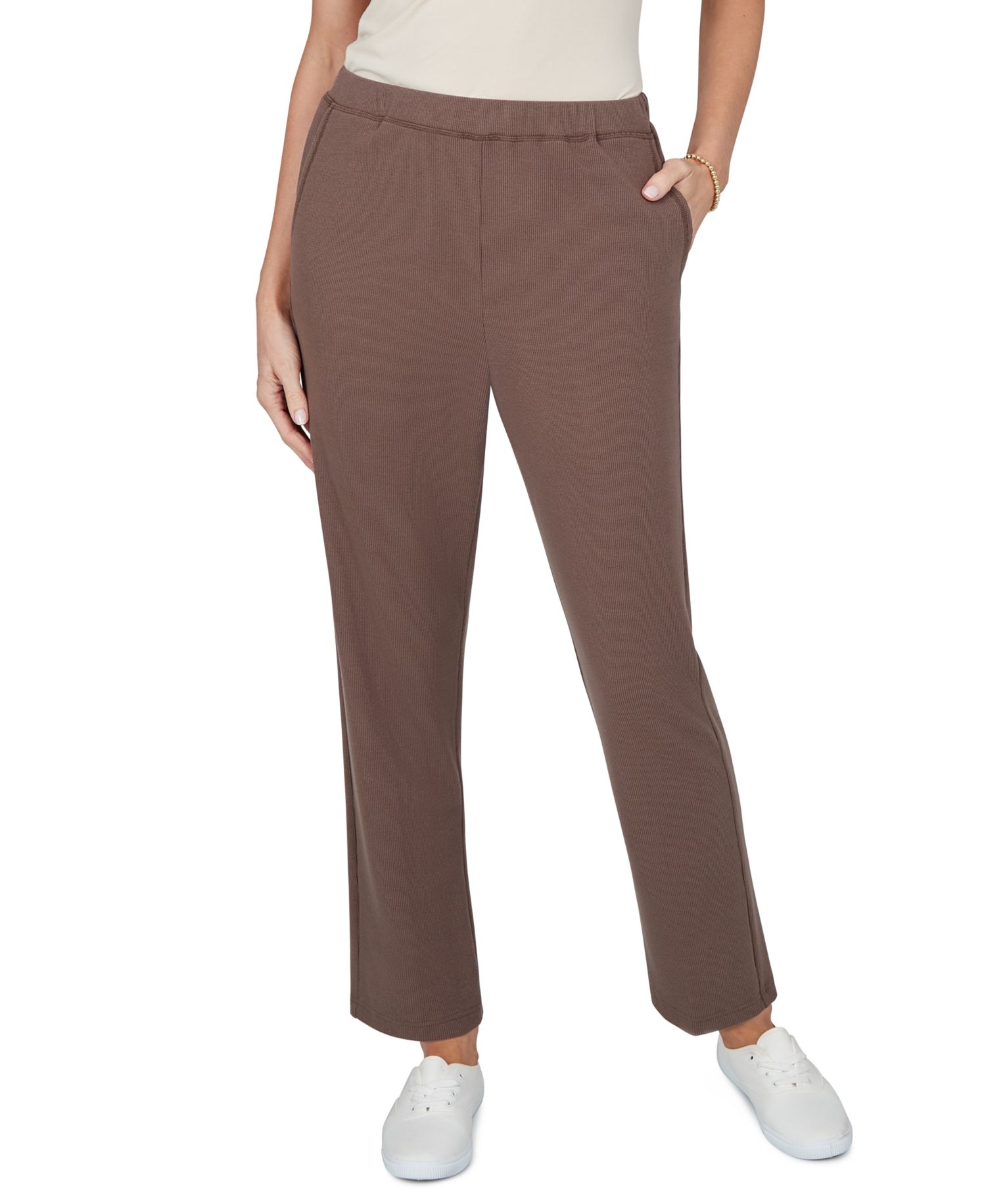 Petite Pull-On Straight Mid-Rise Pants