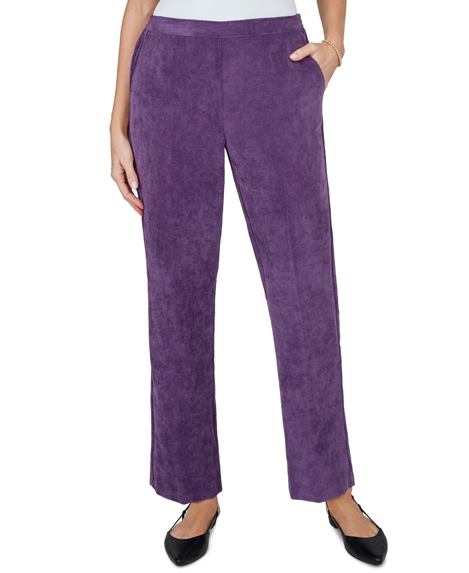 Petite Pull-On Straight Corduroy Pants