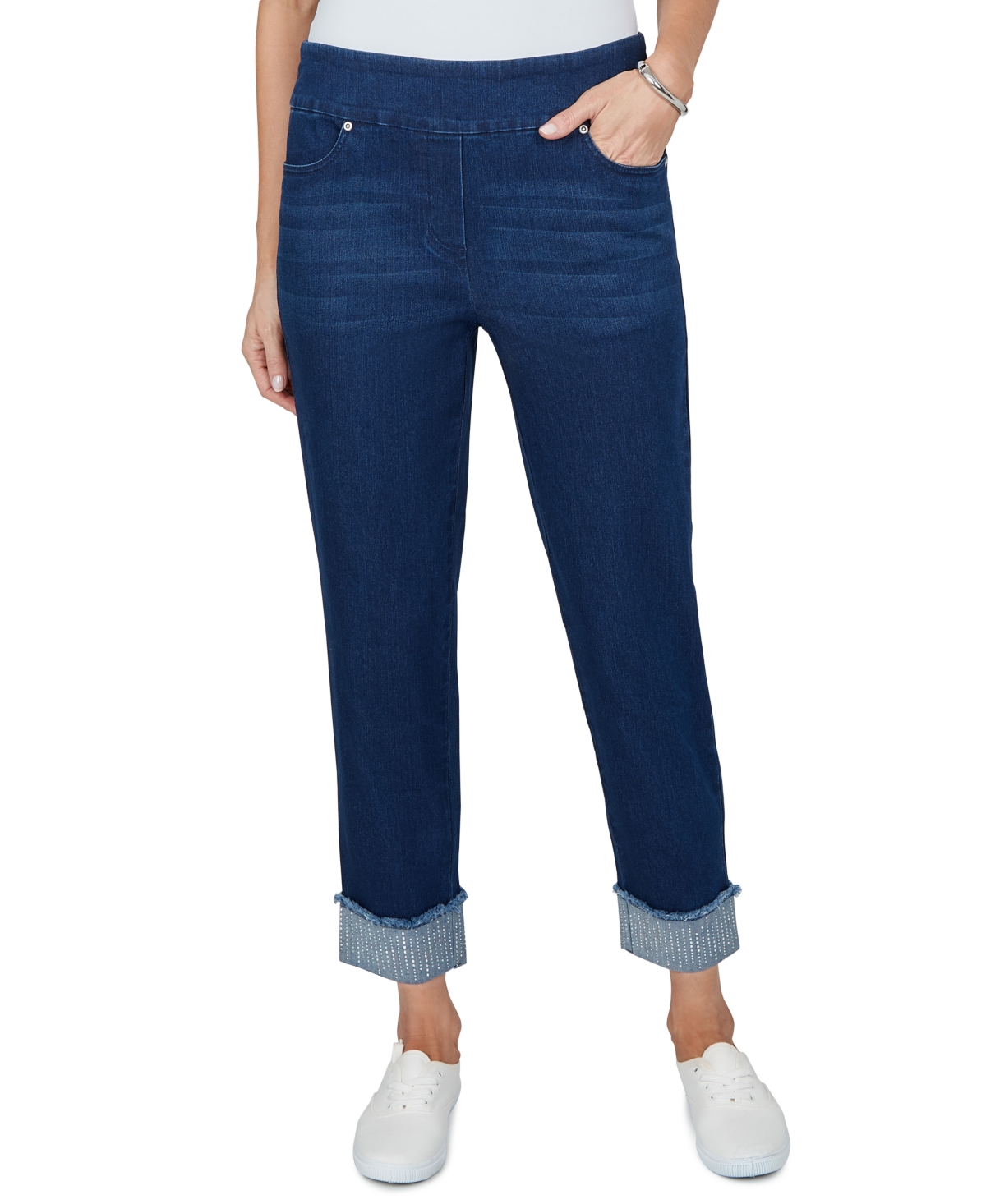 Alfred Dunner Petite Pull-On Cropped & Ankle Jeans - Dark Indigo