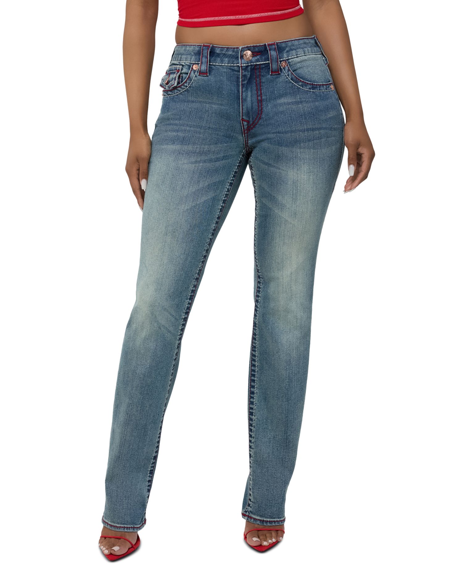 Women's Billie Low-Rise Straight-Leg Flap-Pocket Jeans