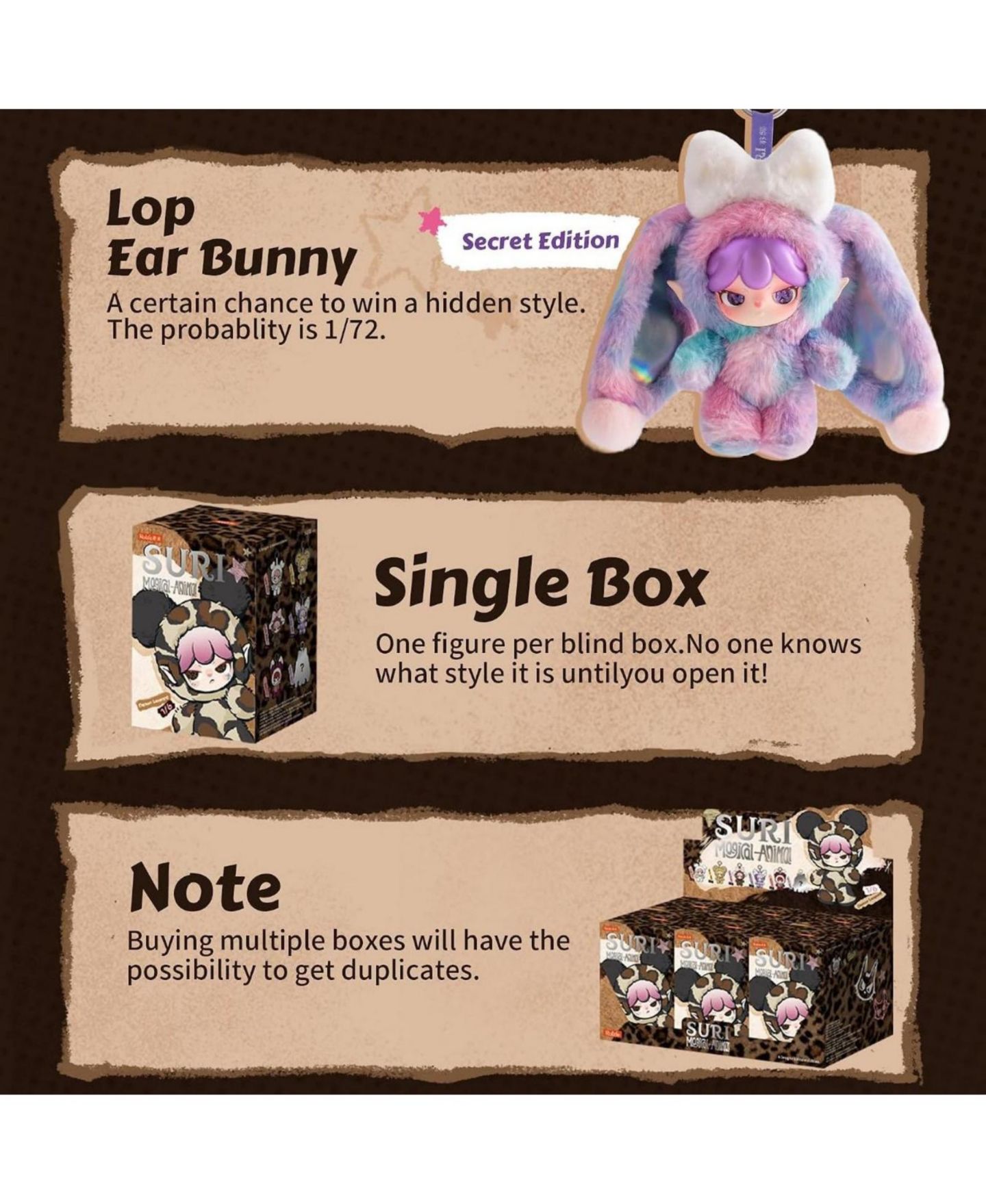 Детская мягкая игрушка Robotime Suri Magical Animal Blind Box Hanging Plush, 1-Piece — фото 4