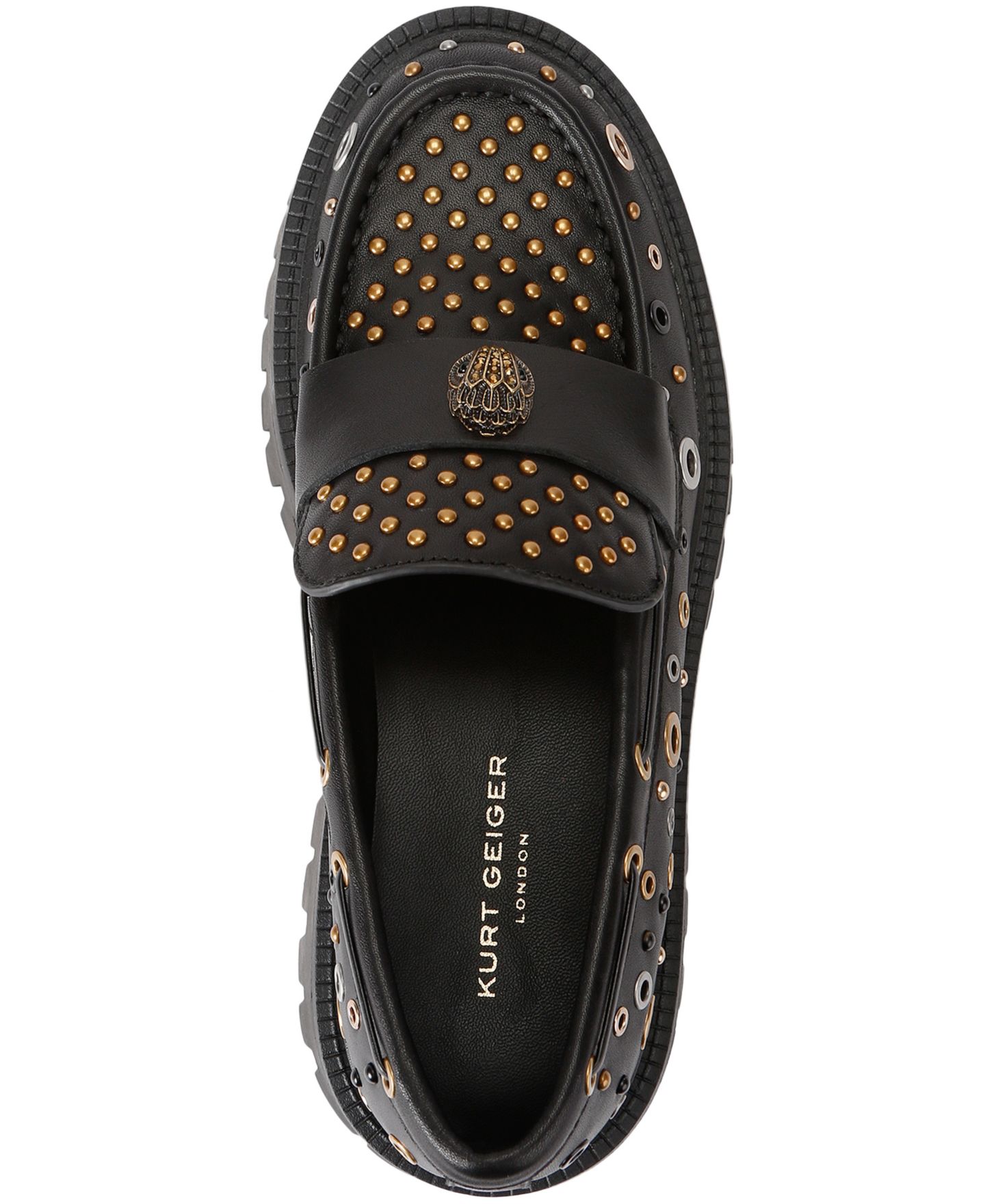 Женские лоферы Kurt Geiger London на массивной подошве с заклёпками, цвет: Чёрный — фото 4