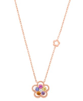 Multigemstone and Diamond Accent Watercolors Necklace (0.03 ct. t.w. Diamond, 3/8 ct. t.w. Multigemstone) in 14k Yellow Gold