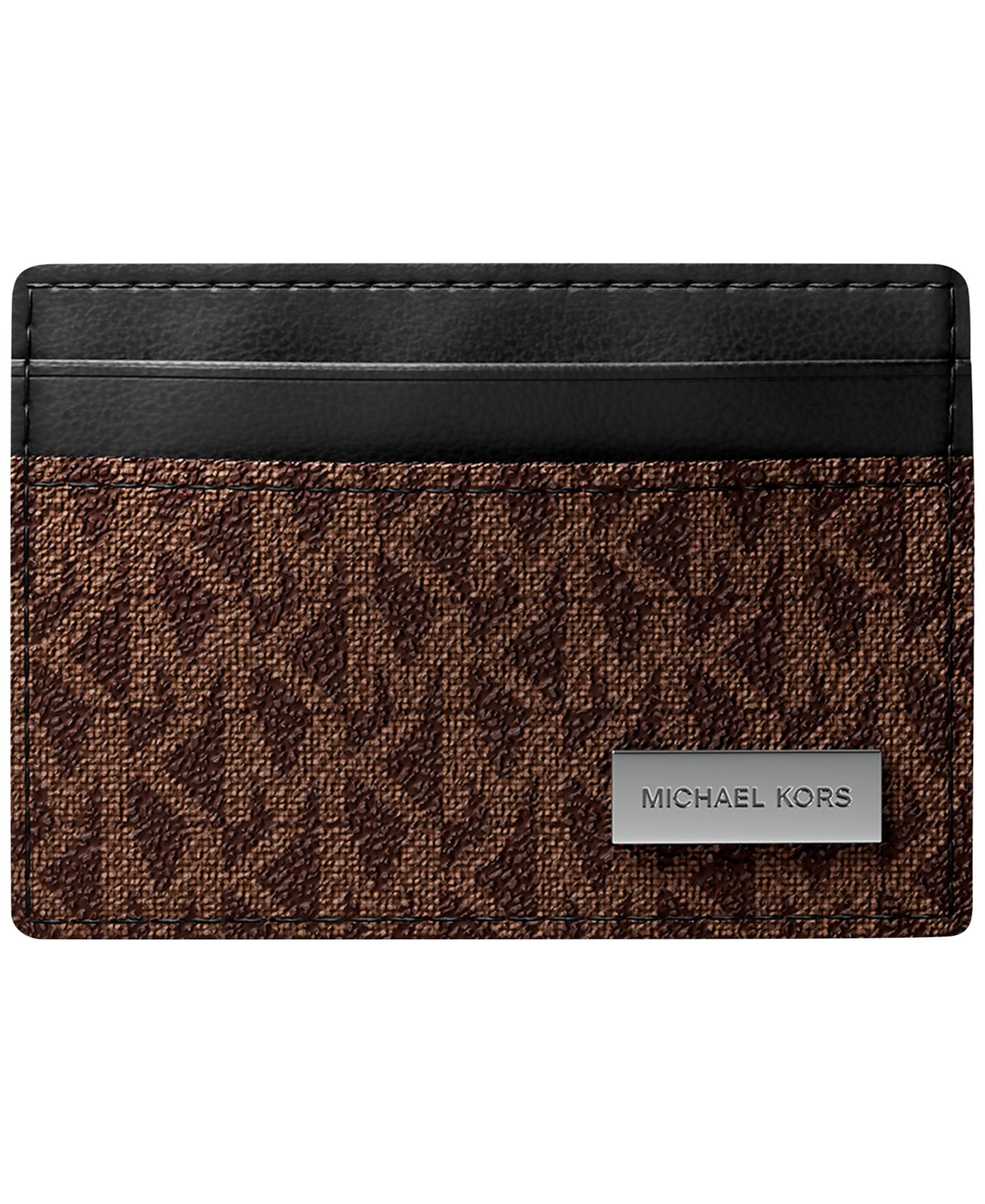 Мужской футляр для карт Michael Kors Hudson с отделением для удостоверения и логотипом, цвет: Коричневый / Чёрный — фото 1