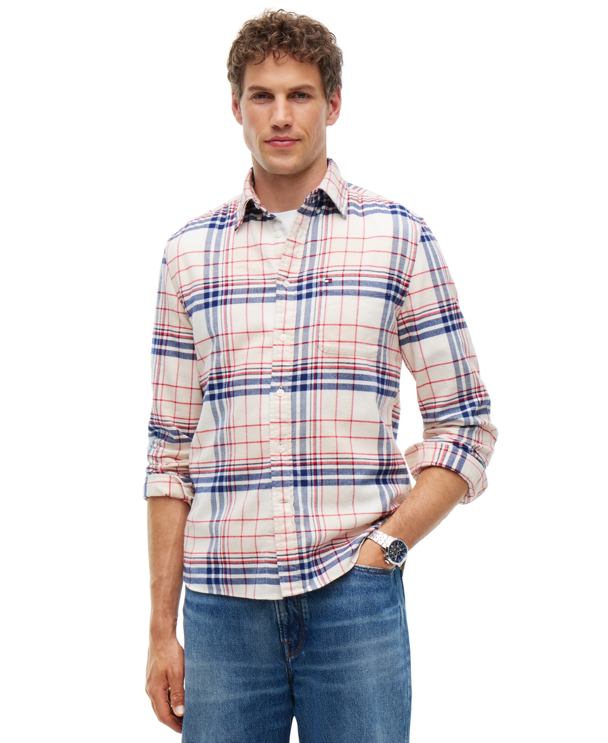 Tommy Hilfiger Men's Hero Plaid Flannel Relaxed-Fit Shirt
