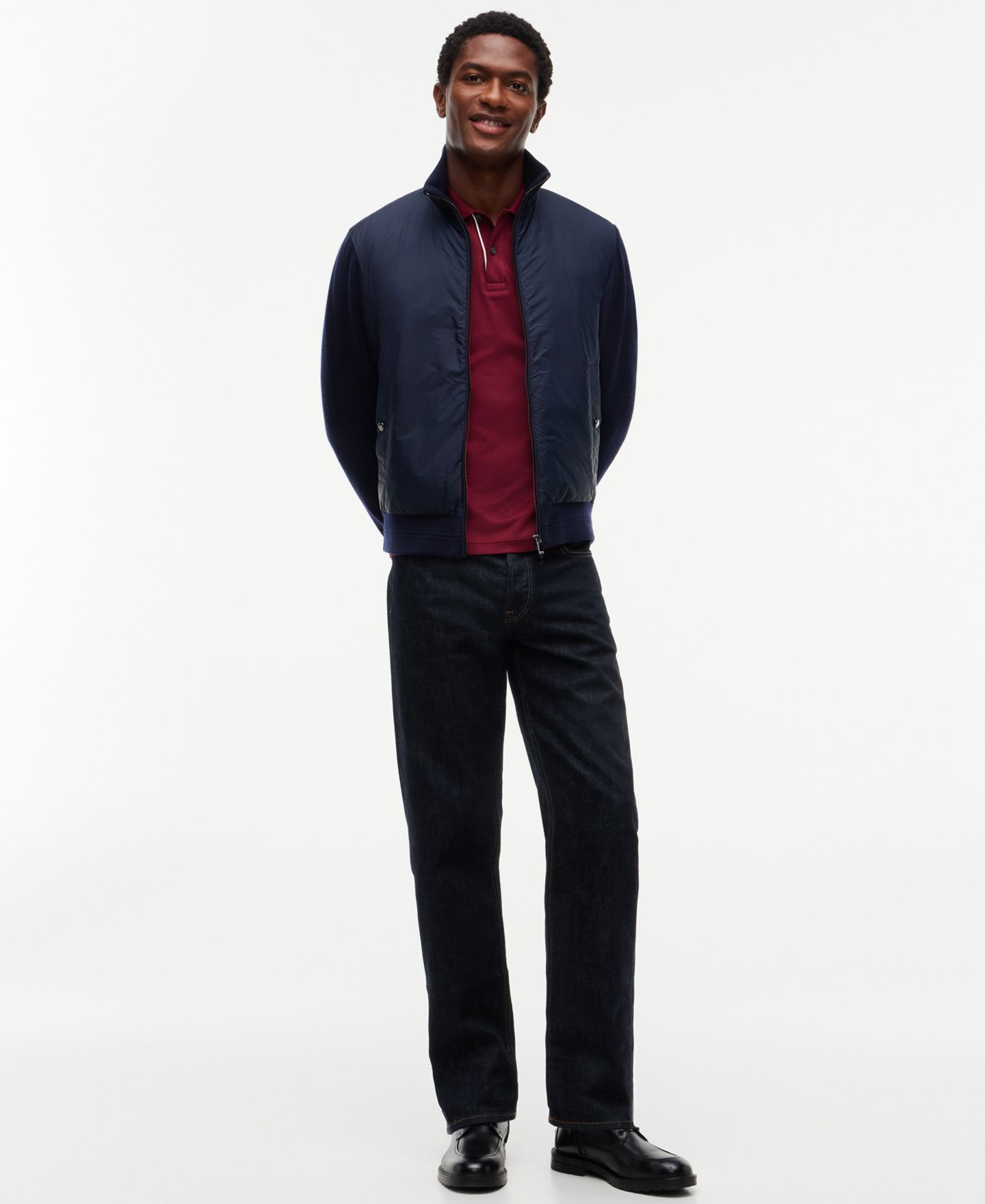 Мужская куртка Tommy Hilfiger New York Label Mixed Media Regular-Fit Wool-Blend, цвет: Тёмно-синий — фото 2