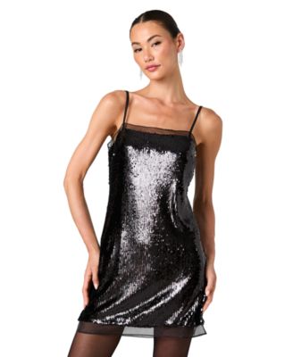 Women's Sequin Square-Neck Sleeveless Mini Dress