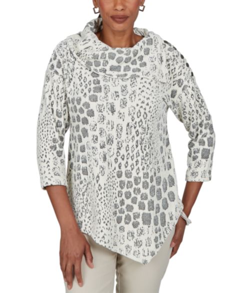 Женская блузка Ruby Rd. Petite Animal-Print Cowl-Neck 3/4-Sleeve, цвет: Слоновая кость