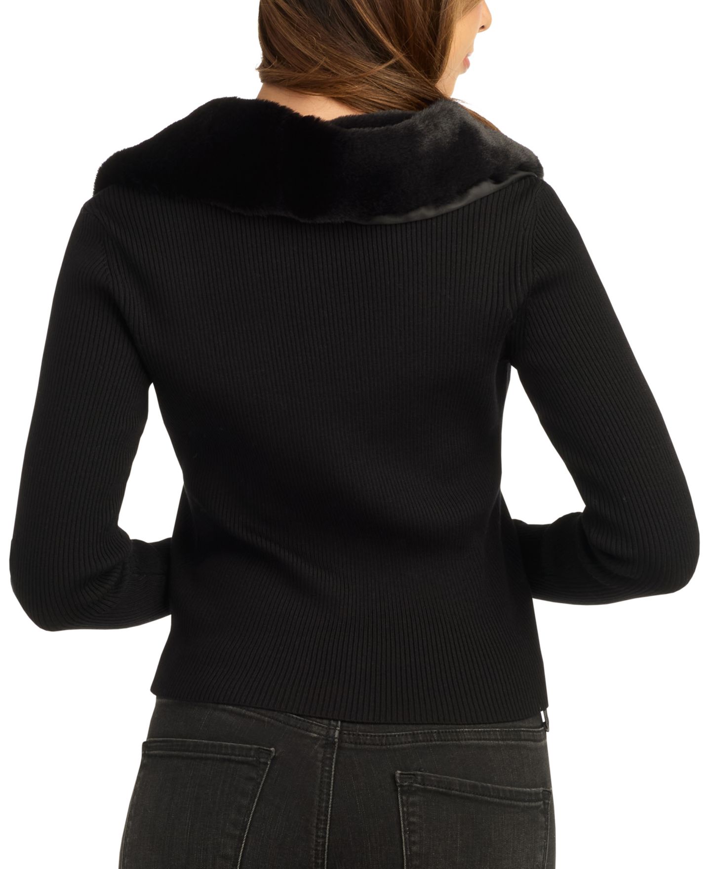 Женский кардиган BCX Juniors' Tie-Front Long-Sleeve Fitted, цвет: Чёрный — фото 4