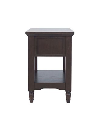 Brentwood Modern Transitional Chairside End Table with Drawer and Storage Shelf, Arbor Oak