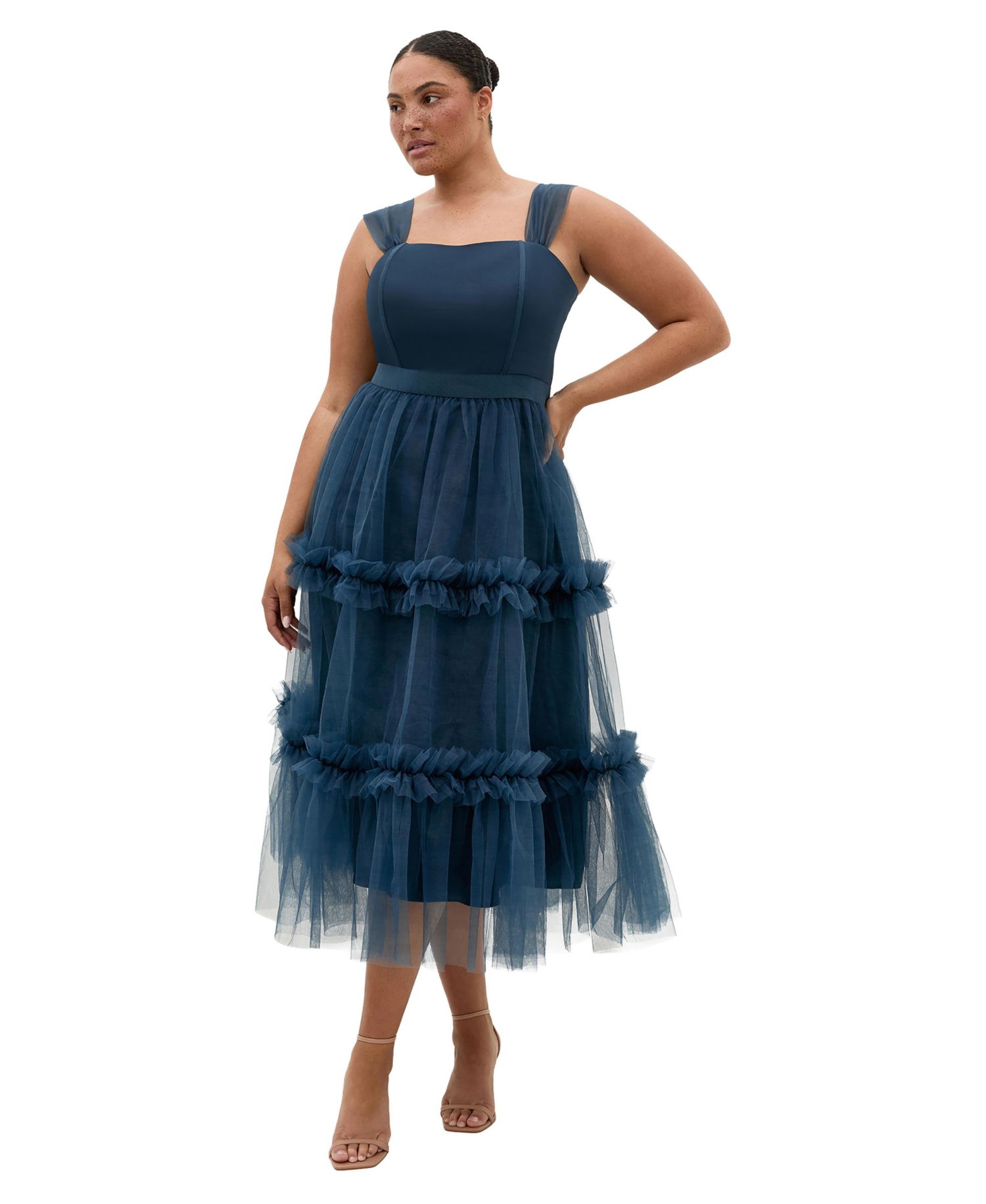 Plus Size Charming Tulle Tiered Dress