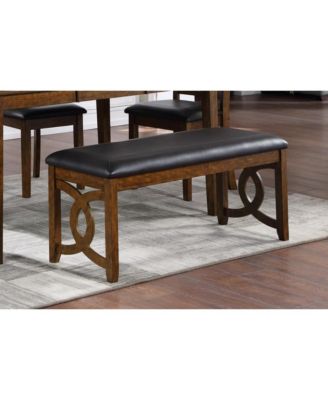 Furniture Gia 46" Solid Wood and Faux Leather Bench