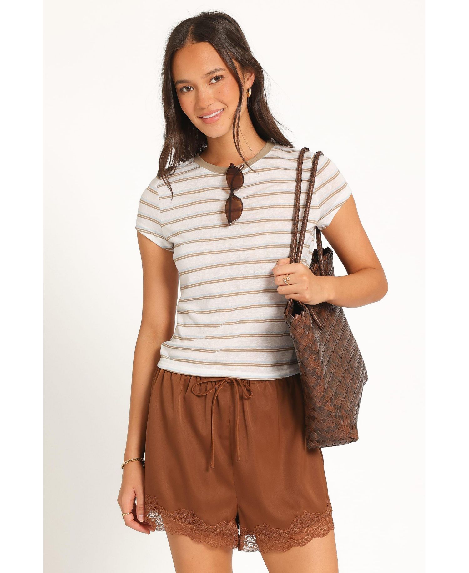Women's Billi Stripe Crew Neck Short-Sleeve Tee