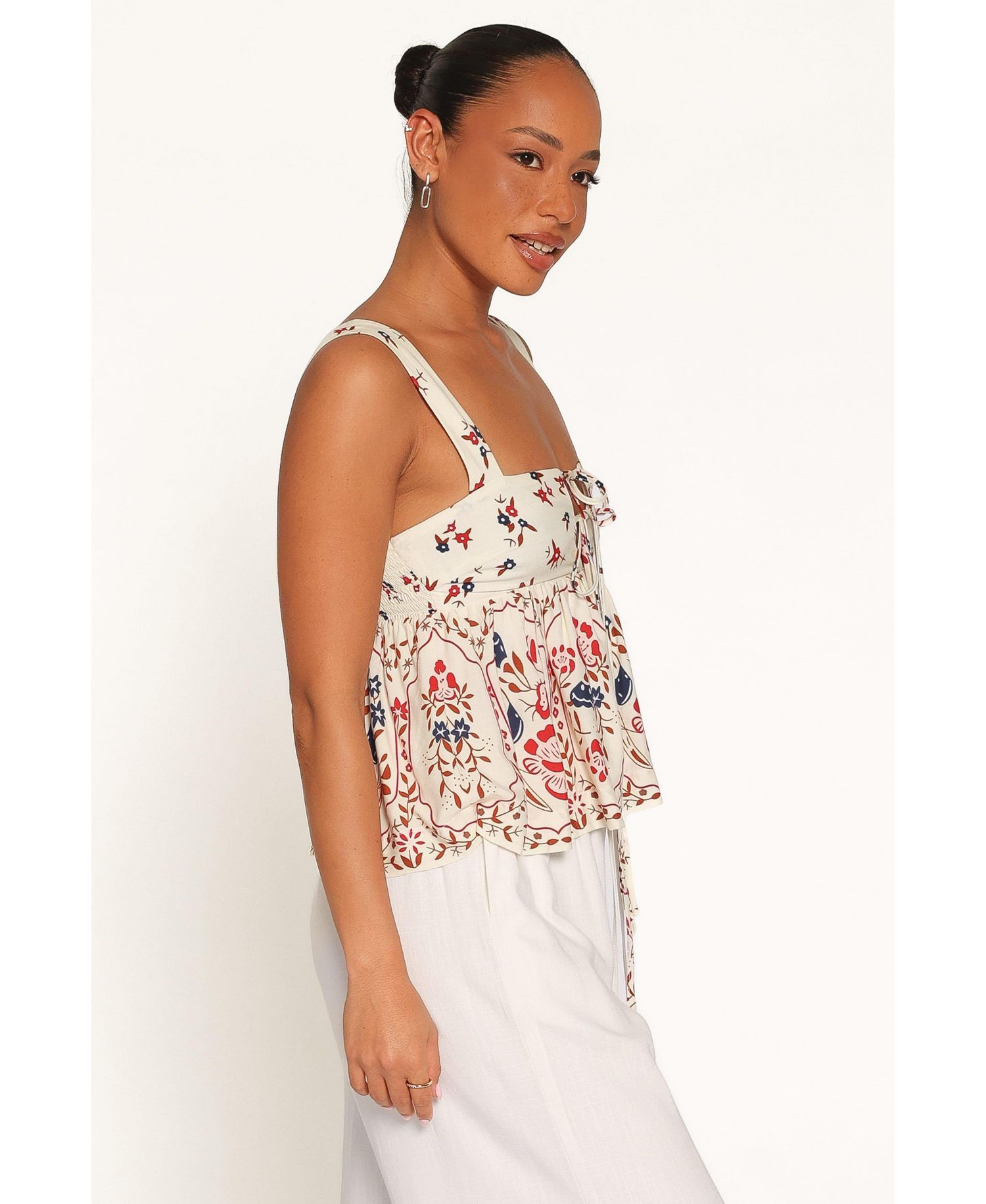 Women's Ronnie Square Neckline Sleeveless Peplum Tank