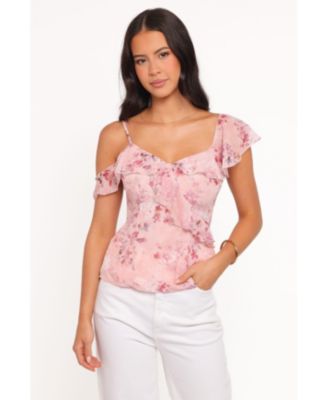 Women's Xandra Short-Sleeve Square-Neck Chiffon Blouse
