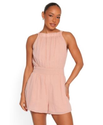 Women's Felicity Sleeveless Boat-Neckline High-Rise Romper