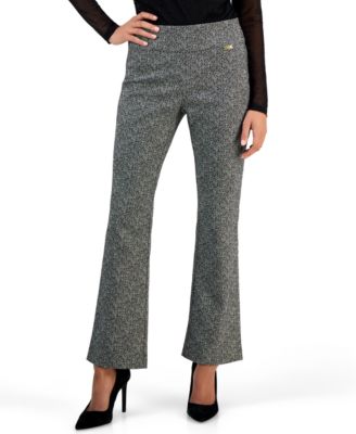 Petite Pull-On Bootcut Herringbone Pants