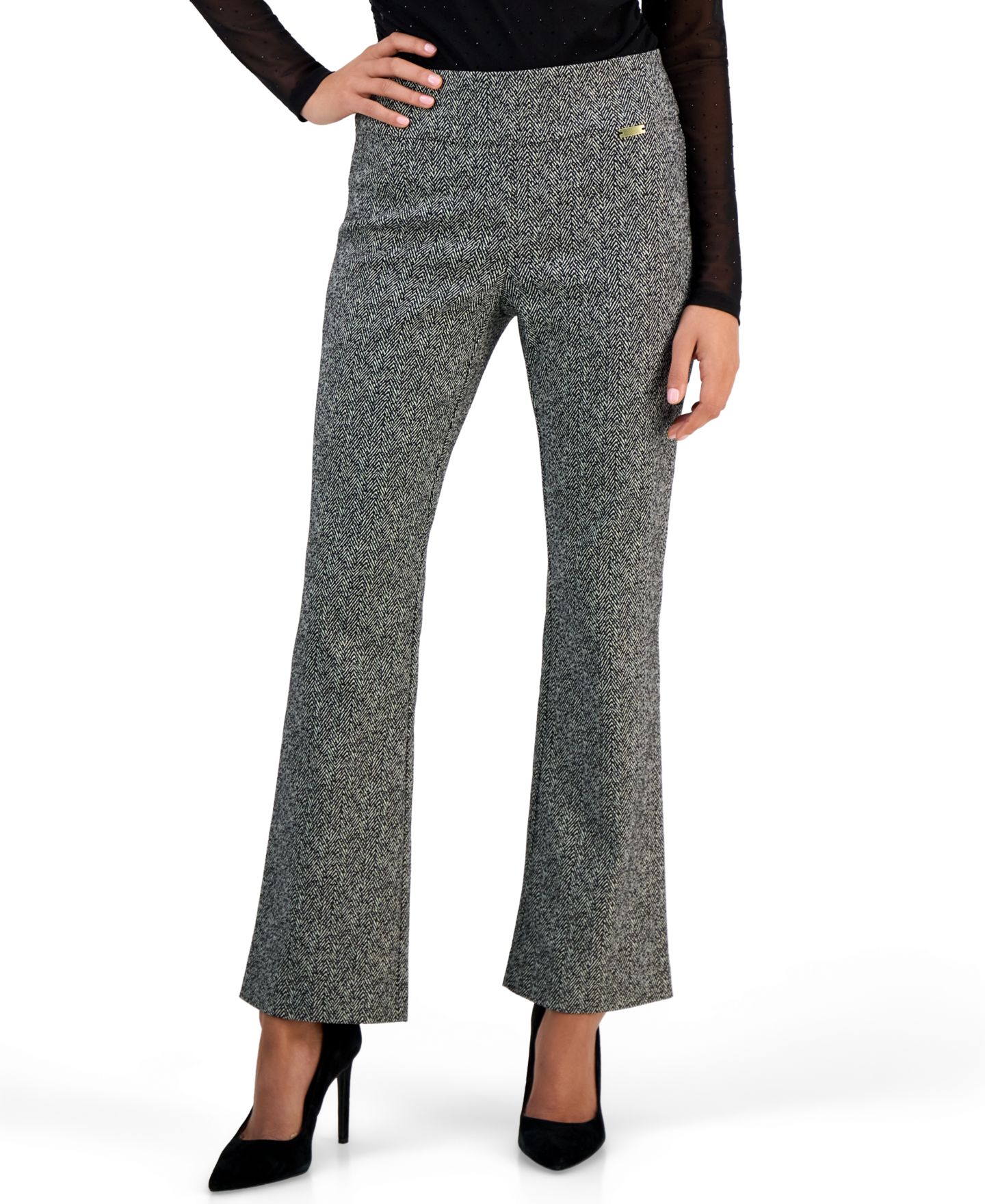 Женские брюки I.N.C. International Concepts Petite Pull-On Bootcut Herringbone — фото 1