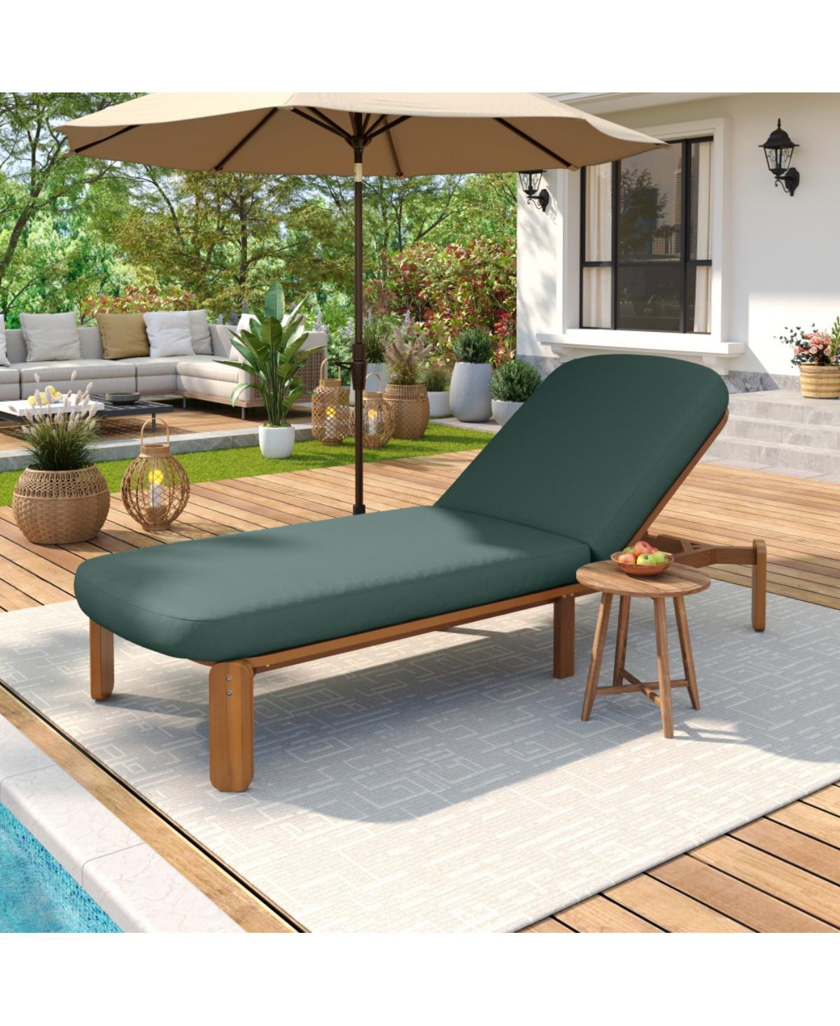 ECHTPeak Outdoor Chaise Lounge, Adjustable 3 Position Reclining Patio Chair with 4" Thick Uv Resistant Cushion, Stable Legs for Poolside Garden - Gree