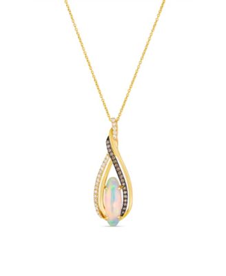 Honey Gold™ Chocolate Diamond and Opal Pendant (0.22 ct. t.w.) in 14k Yellow Gold
