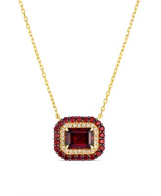 Honey Gold Diamond and Garnet Pendant Necklace (Diamond 1/6 ct. t.w., Garnet 2-1/2 ct. t.w.) in 14k Gold