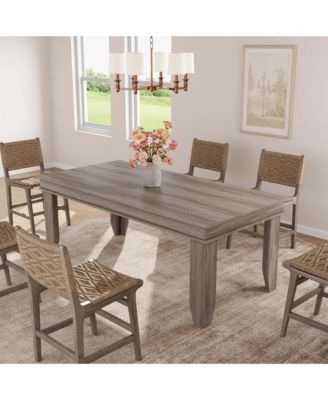 Farmhouse Dining Table 68.5 Inch Long Rectangular Wood Kitchen Table Sturdy Frame Thick Top Seats 4-6