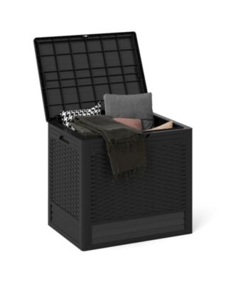 25-Gallon Lockable Outdoor Storage Deck Box with Woven Texture