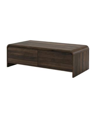 Rectangular Coffee Table with Metal Base and Cam Bolt Design