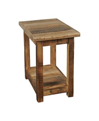 Solid Wood Distressed Rustic Chairside End Table with Storage