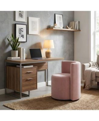 Fabric Rolling Desk Chair with Foam-Cushioned Velvet Seat
