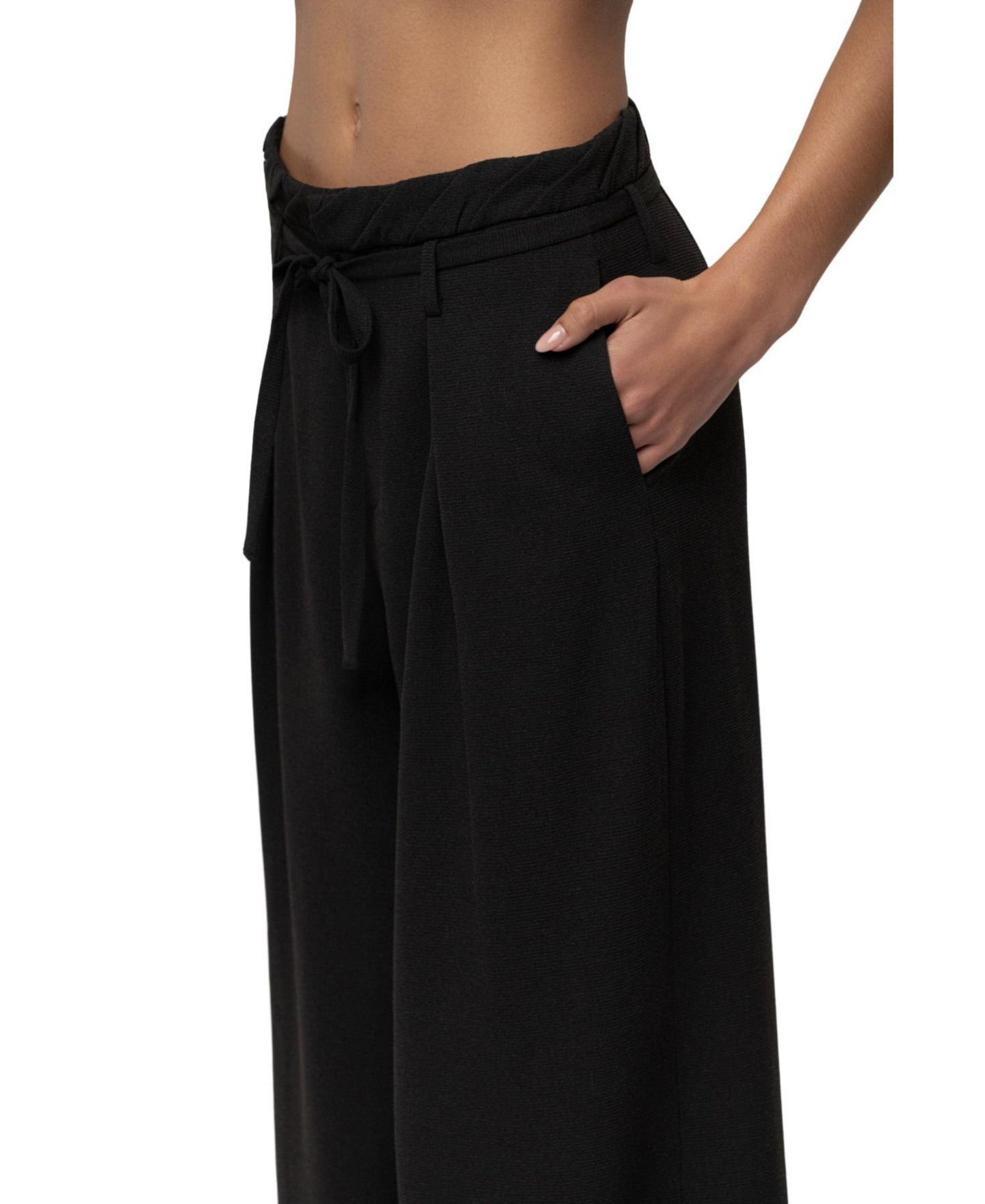 Женские брюки JLUXLABEL Refined Ease High-Waisted Wide-Leg Pleated, цвет: Чёрный — фото 4