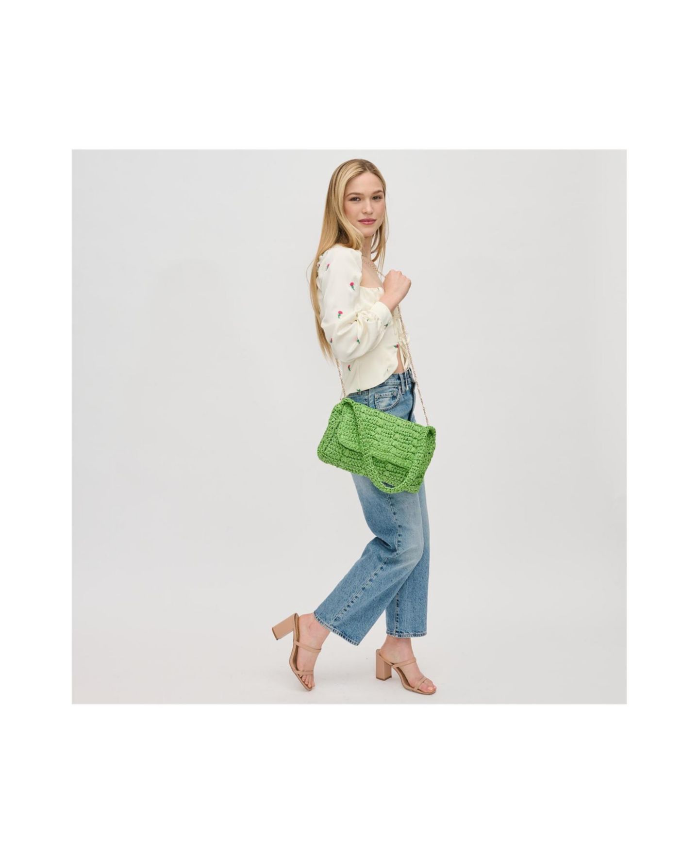 Женская сумка Urban Expressions Anika Woven Straw Detachable Chain Strap Crossbody, цвет: Зелёный — фото 8